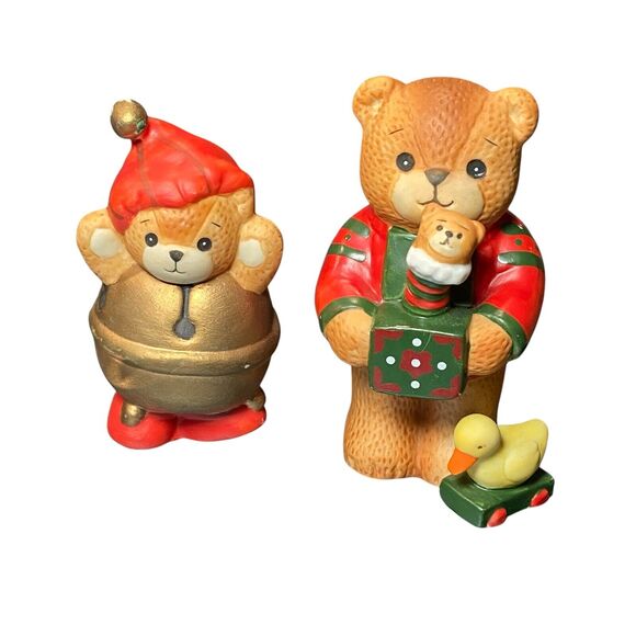 Lucy and Me Bear Christmas Boy Jack In The Box Duck Figure Enesco 1984 Bell Bear - Picture 1 of 4